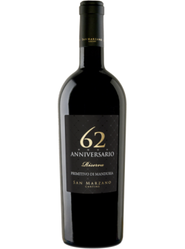 Primitivo di Manduria Riserva DOP "ANNIVERSARIO 62" San Marzano - étiquette abimée